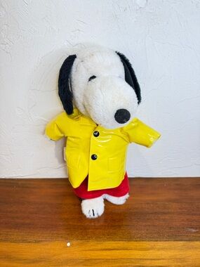 Peanuts Snoopy Plush with Yellow Raincoat and Red Outfit